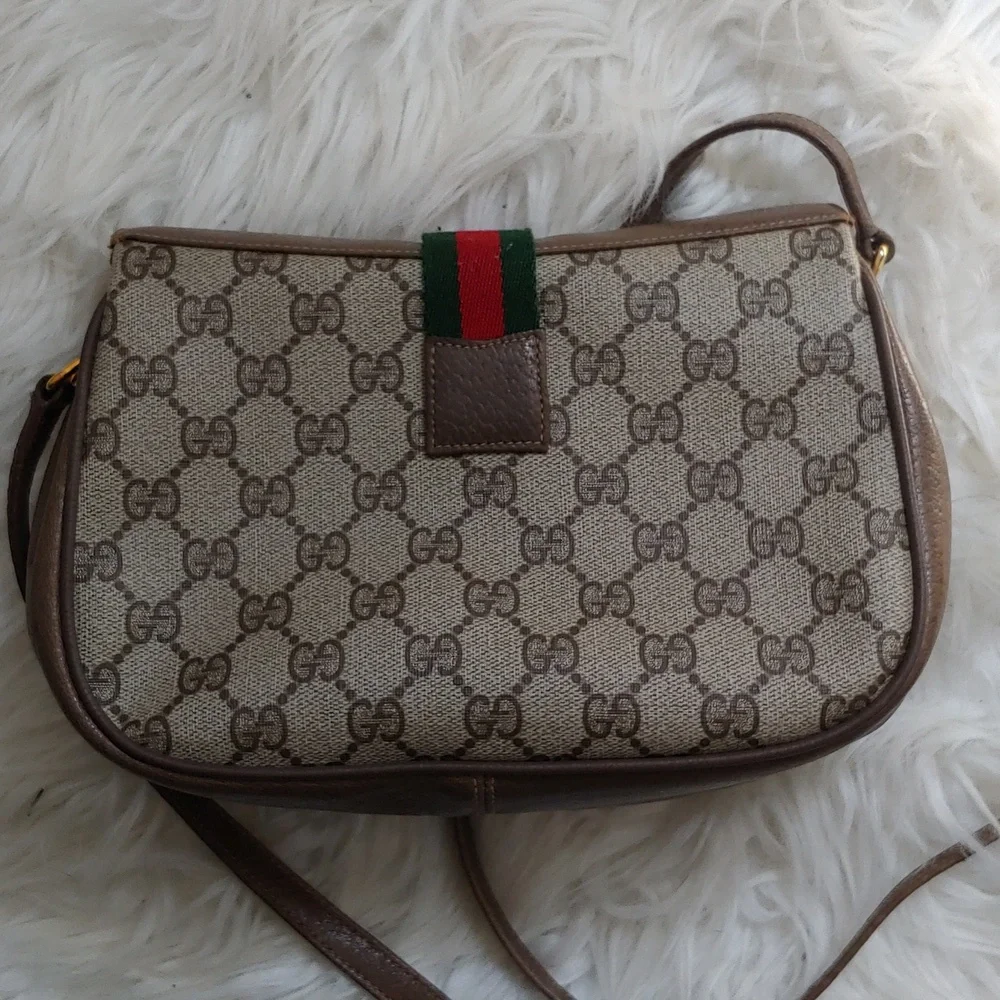 Authentic Vintage Gucci GG Monogram Supreme Sherry Web Ophidia Crossbody Bag - Picture 3 of 9